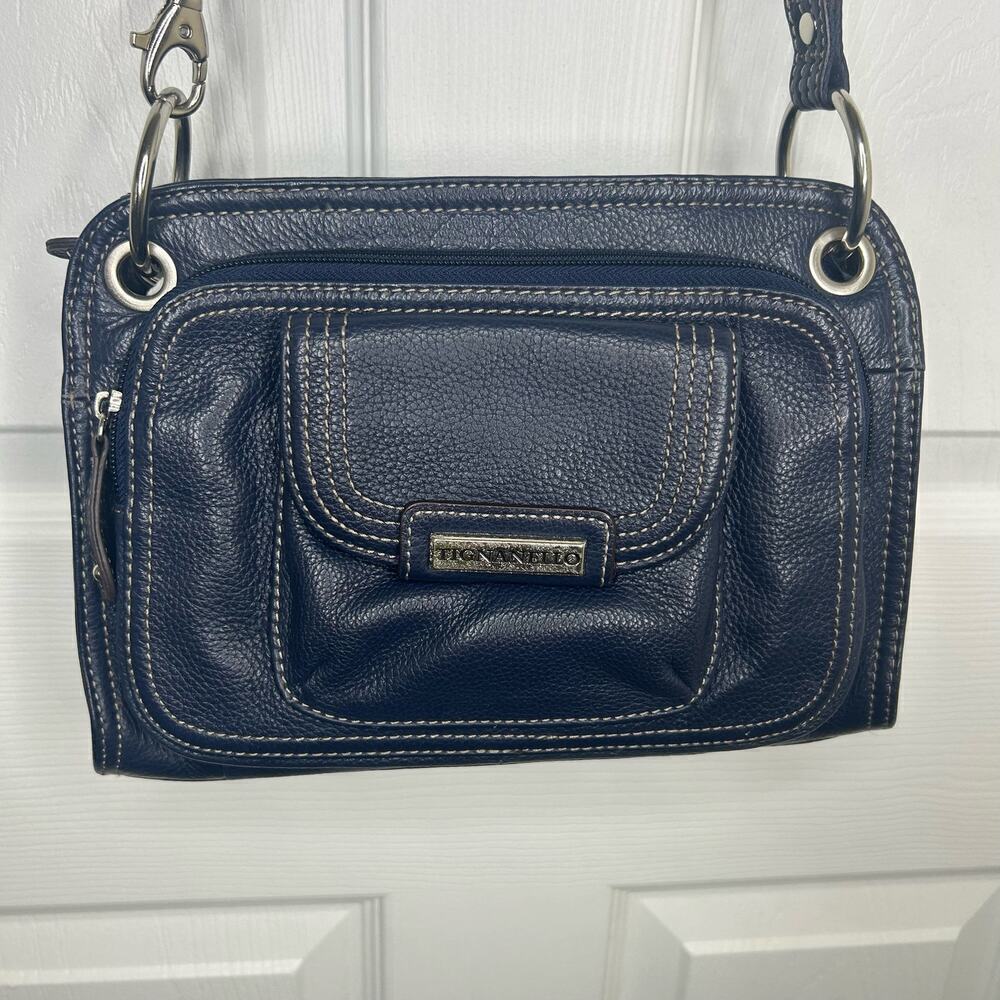 Tignanello Cross Body Bag Navy Genuine Leather